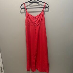 Linen Button-Down Midi Dress